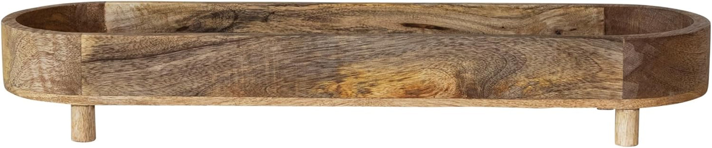 Creative Co-Op Mango Wood Footed Tray for Storage and Serving, Natural