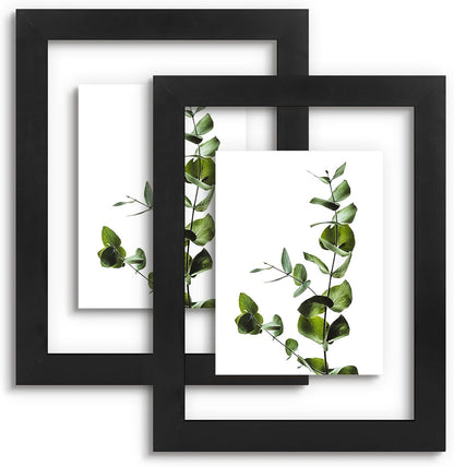 Golden State Art, 11X14 Floating Picture Frame, Black Wood Frame Display Any Size Photo Up To 11X14, Pressed Flower Frames with Hanging Hardware - Horizontal And Vertical Formats for Wall
