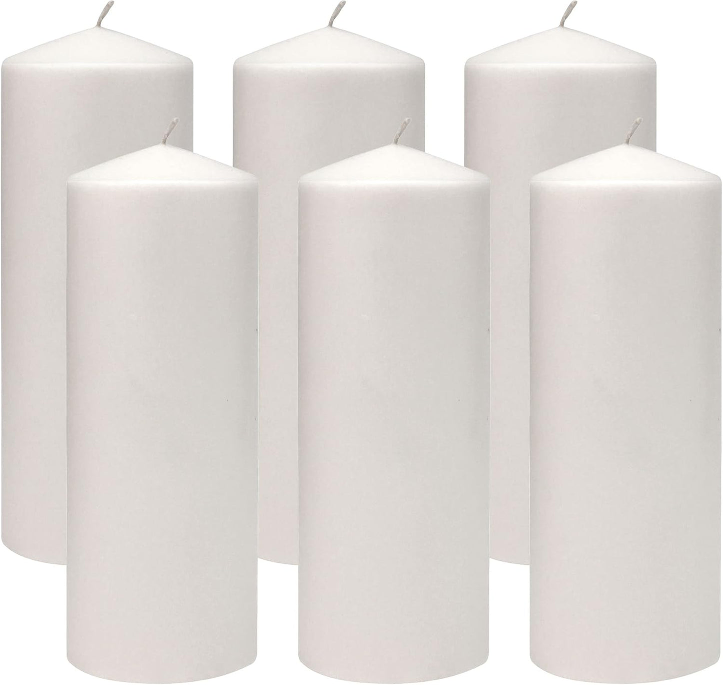 Stonebriar Unscented White Tall Pillar Candles, 65 Hour Burning Candle Pillars, Perfect for Decor, Weddings, Emergencies 3" X 6", 6 count