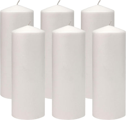 Stonebriar Unscented White Tall Pillar Candles, 65 Hour Burning Candle Pillars, Perfect for Decor, Weddings, Emergencies 3" X 6", 6 count