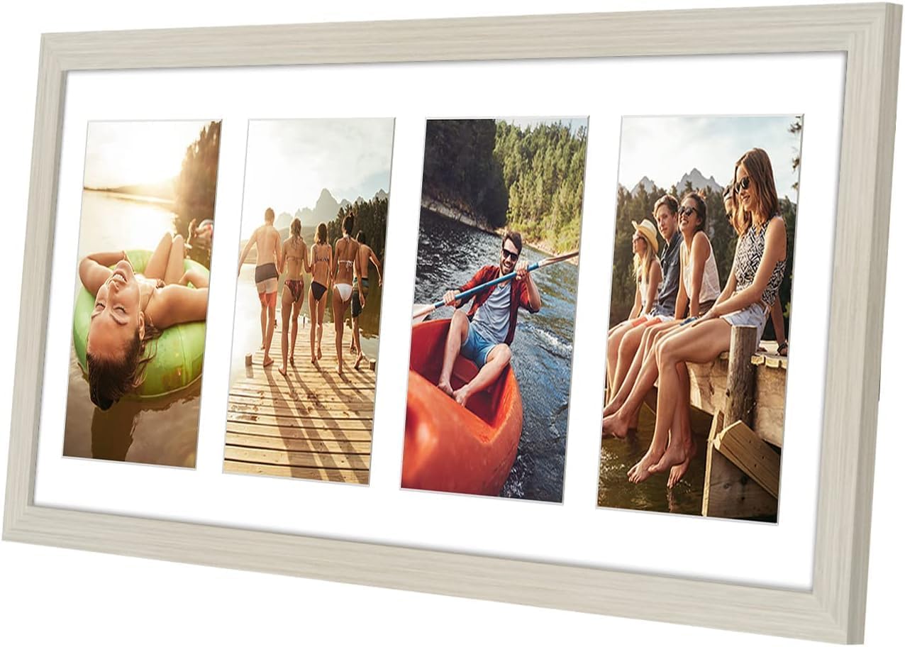 Americanflat 4x6 Collage Picture Frame with Shatter-Resistant Glass - Fits Five 4x6 Photos or Use as One 11x14 Picture Frame - Signature Collection - Collage Frames for Wall Display - Black