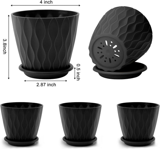 YNNICO 6 inch Plant Pots, 5 Pack Flower Pots Outdoor Indoor, Planters with Drainage Holes and Tray Saucers（Multicolor）
