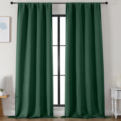 Simplebrand Ava Sage Green Blackout Curtains for Bedroom 63 Inch Length 2 Panels Set, Solid Thermal Insulated Energy Saving Rod Pocket Window Treatment Curtains Blackout Drapes, W40 x L63 Inch, Sage - Colors B