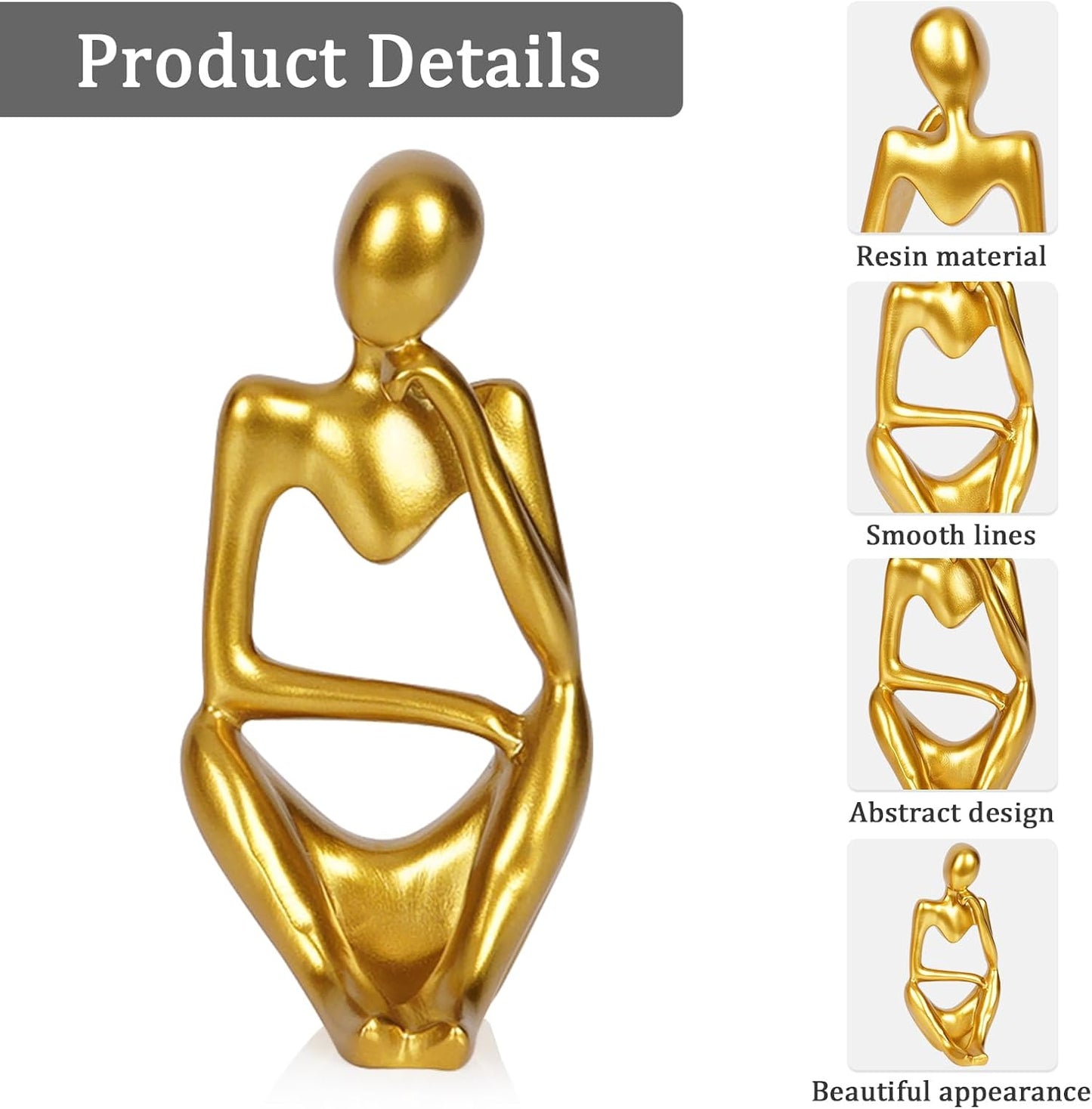 Sandstone Resin Thinker Style Abstract Sculpture Statue Collectible Figurines Home Office Bookshelf Desktop Decor(Small Sandstone,Left)