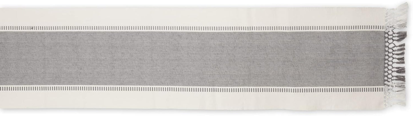 DII Dobby Stripe Woven Table Runner, 13x72-inch, French Blue