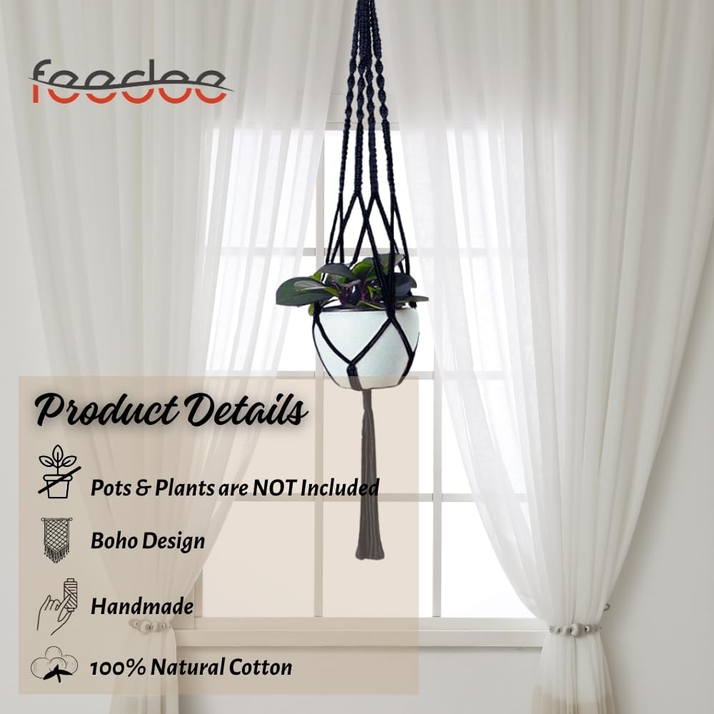 feedee Macrame Plant Hangers Indoor Macrame Hanging Planters for Indoor Plants, 6 Pack Hanging Plant Holders Indoor Hanging, Macromay Plant Hangers for Indoor Plant Hanger, Outdoor Flower Pots Holder