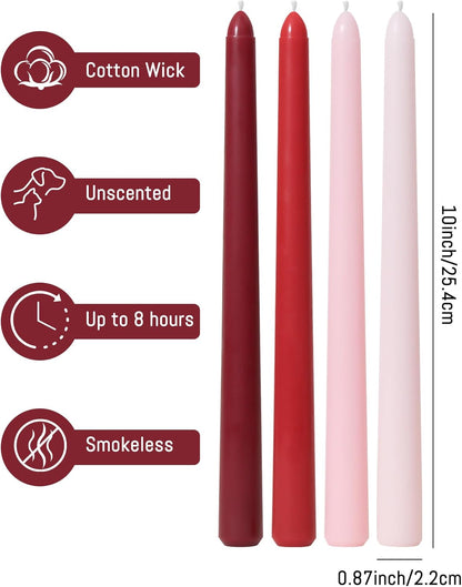 Viyffo Taper Candles, 10 Inch, 4 Pack, Olive Glow – Unscented, Dripless & Smokeless Design, Up to 8 Hour Burn – Long Tall Taper Candlesticks for Wedding, Dinner & Home Decor