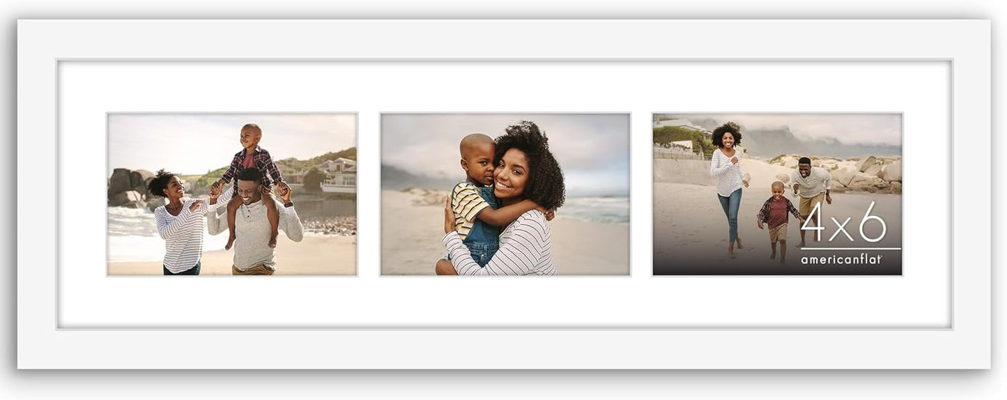 Americanflat 4x6 Collage Picture Frame with Shatter-Resistant Glass - Fits Five 4x6 Photos or Use as One 11x14 Picture Frame - Signature Collection - Collage Frames for Wall Display - Black