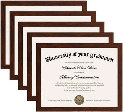 upsimples Certificate Frame with High Definition Glass, 8.5 by 11 Picture Diploma Document Frames for Wall and Tabletop, Black 5 Pack