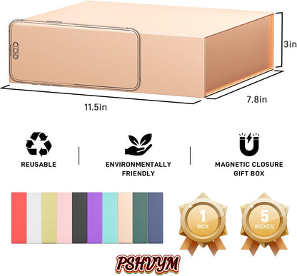 PSHVYM Gift Boxes with Lids, 11.5x7.8x3 In Forest Green Gift Box for Presents Magnetic Closure for T-Shirts, Gloves, Scarves, Books, Baby Clothes, Robes Clothing Gift Wrap, Contains Card, Ribbon