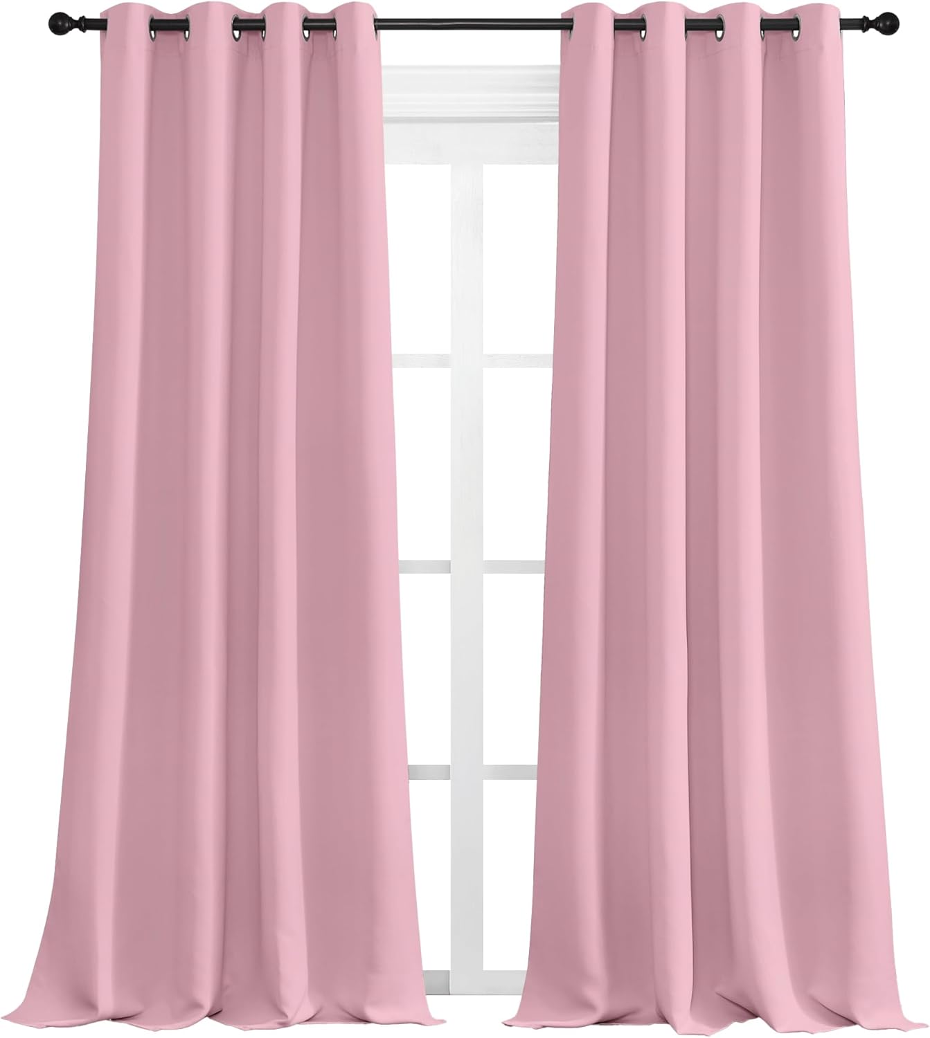 NICETOWN Halloween Pitch Black Solid Thermal Insulated Grommet Blackout Curtains/Drapes for Bedroom Window (2 Panels, 42 inches Wide by 63 inches Long, Black) - Colors A