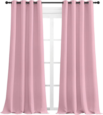 NICETOWN Halloween Pitch Black Solid Thermal Insulated Grommet Blackout Curtains/Drapes for Bedroom Window (2 Panels, 42 inches Wide by 63 inches Long, Black) - Colors A
