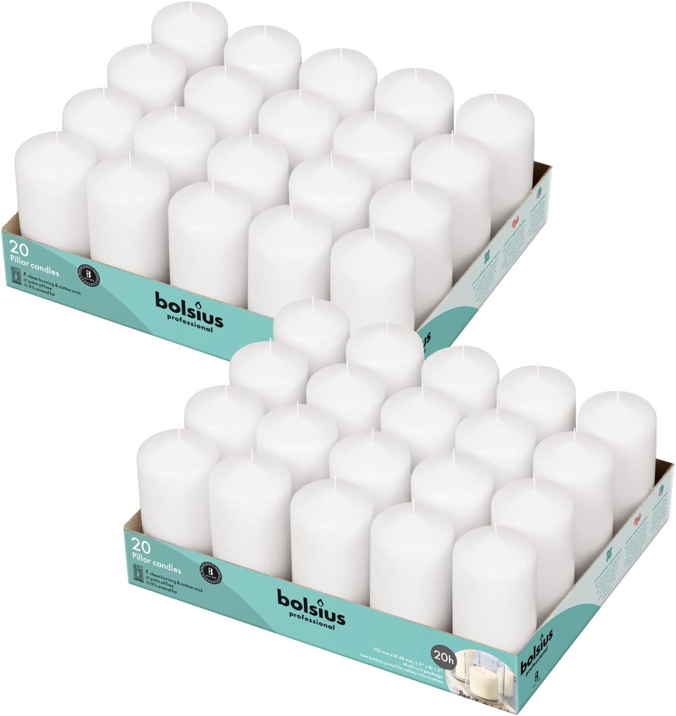 Bolsius White Pillar Candles – 2x6 Unscented Candle Set of 20 – Dripless, Smokeless, and Clean Burning Household Dinner Candles – Perfect for Weddings, Parties, Dinners – 20 Decorative Candles