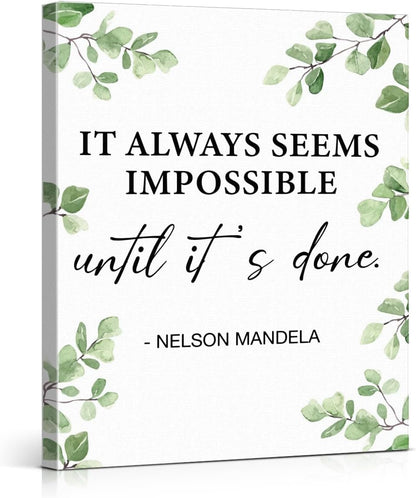 Inspirational Farmhouse Canvas Print Wall Art Decor One Small Positive Thought in the Morning Can Change Your Whole Day Sign Painting Plaque Rustic Home Decoration (8 X 8 Inches, Framed)