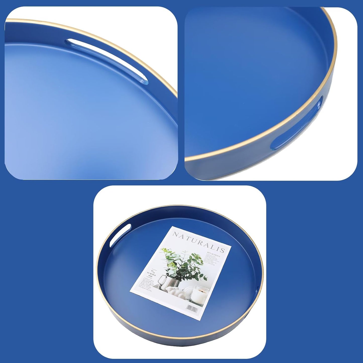 Green Decorative Tray with Handles, Versatile Serving Tray for Coffee Table, Ottoman, Ideal for Serving, Displaying, Organizing, 15.7"*10.2"*1.57"