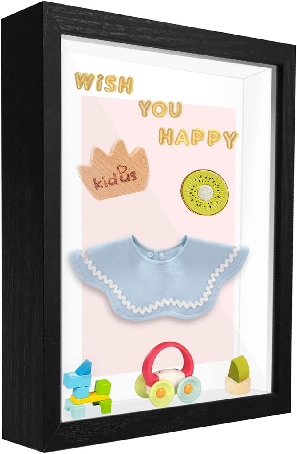 8x8 Shadow Box Frame Display Case with Letter Stickers, 3D Picture Frame, Display Case Box for Memorabilia, Baby Items, Wedding Memories, Crafts, Tickets and Photos (White, 8x8)