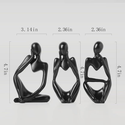 BrownLove 3pcs Decor White Thinker Statue Abstract Art Sculpture，Resin Collectible Figurines for Home Living Room Office Shelf Decoration