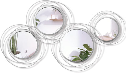 Hicarer 4 Pcs Decorative Wall Mirror Round Modern Circle Mounted Mirror Metal Wall Art Decor for Bedroom Living Room Entryway Dining Room Hallway(Gold)