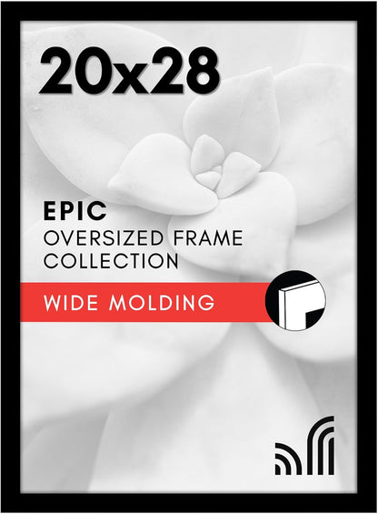 Americanflat 16x20 Picture Frame with Polished Plexiglass - Black Picture Frame - Wide Photo Frames Made of Engineered Wood for Vertical or Horizontal Wall Display - Epic Collection - Black - Colors A