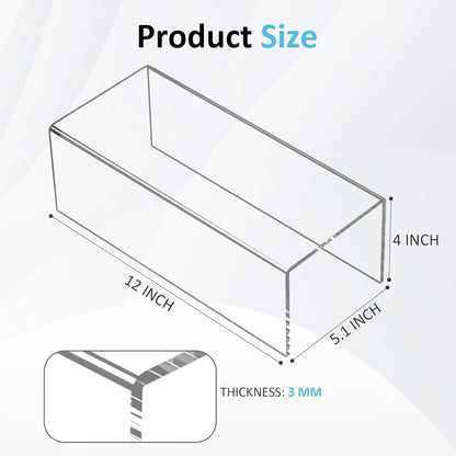 Sezanrpt Acrylic Shelf Riser 12x4.7x3 pack of 2, Desktop Rectangular Acrylic Tray Pedestal Stand for Funko Pop Figure, Bags, 12x4.7x3 Inch