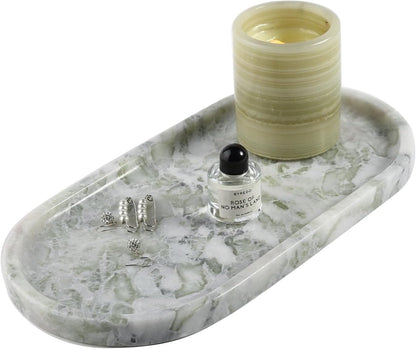 Koville Italian Travertine Tray, 12"x6" Vanity Decorative Marble Tray for Countertop, Catchall Tray for Perfume, Candles, Jewelry Dish Tray