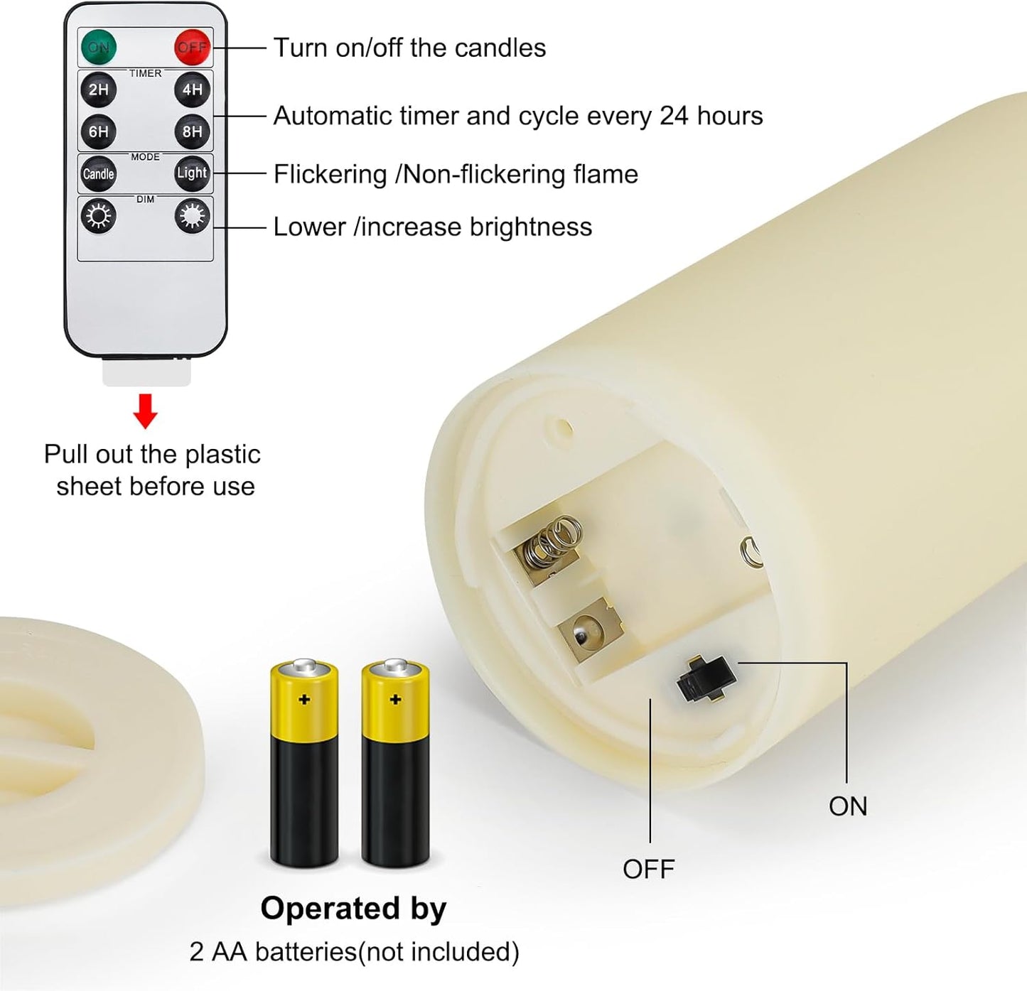 Enido Flameless Candles, Color Changing LED Candles(D: 3" x H: 4" 5" 6") Battery Operated Outdoor Waterpoof Candles Plastic Pack of 9 Flameless Pillar Candles