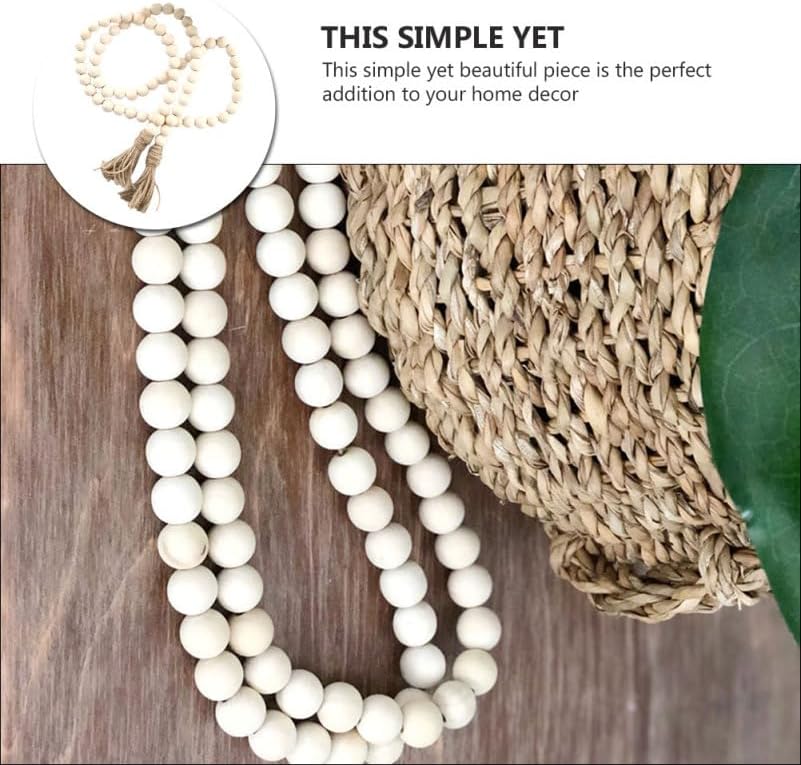 IMIKEYA Wooden Beads Garland: Farmhouse Wood Bead Garland with Tassels Boho Wall Hanging for Home Decor Tiered Tray Rustic Wood Prayer for Coffee Table Decor