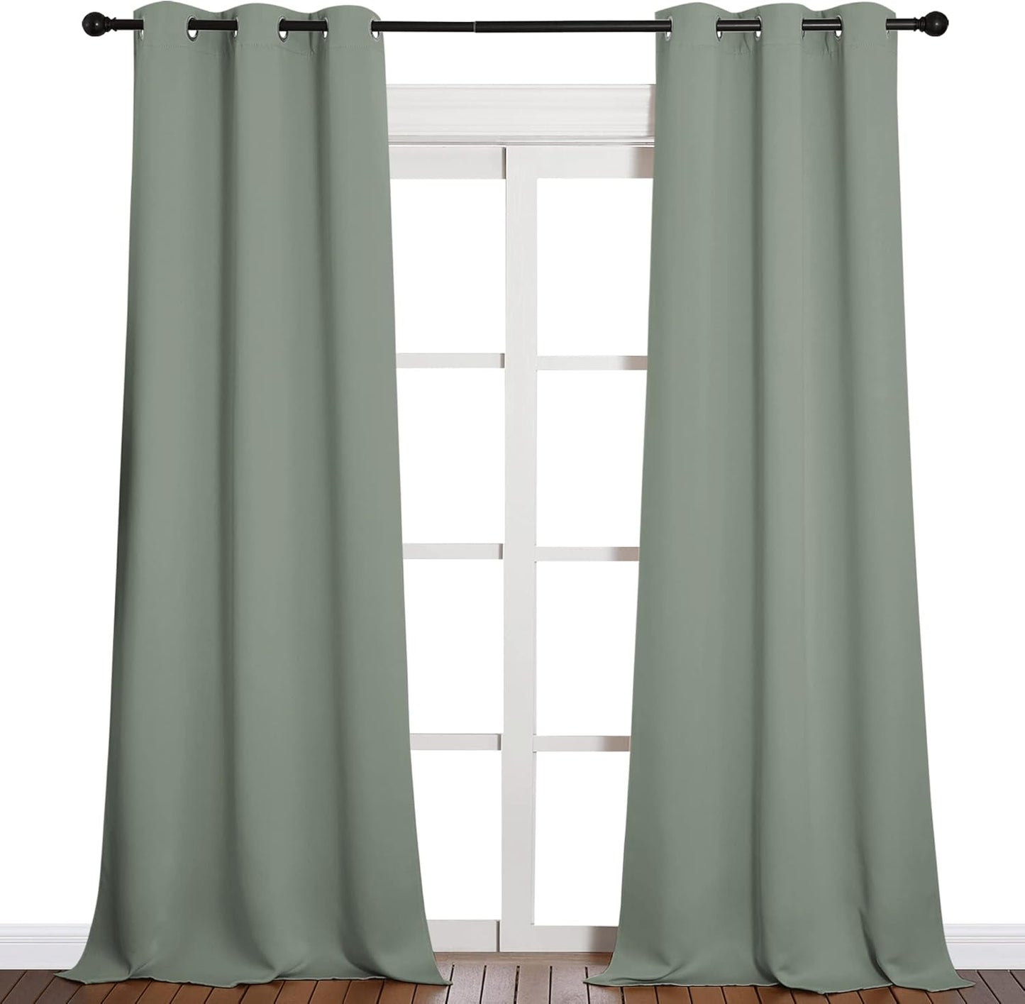 NICETOWN Halloween Pitch Black Solid Thermal Insulated Grommet Blackout Curtains/Drapes for Bedroom Window (2 Panels, 42 inches Wide by 63 inches Long, Black) - Colors B
