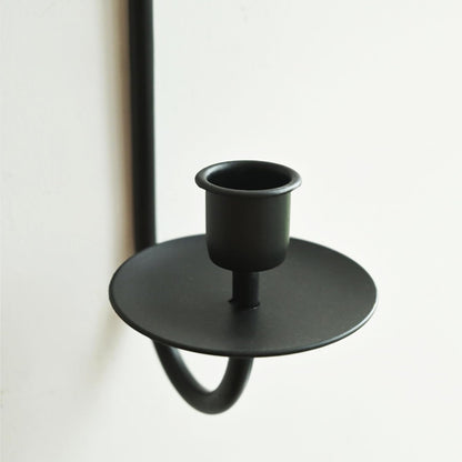 Metal Wall Candle Sconce Holder Set of 2 Wall Mount Candle Holders Modern Wall Candle Sconces Hanging for Living Room Farmhouse Fireplace Wedding 16.5"×5"×3" (Black)