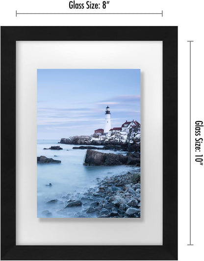 Americanflat 8x10 Floating Picture Frame with Polished Crystal-Clear Glass - Use as 5x7 Picture Frame or Display 4x6 Photo - Signature Float Collection - Photo Frames for Tabletop or Wall - Black