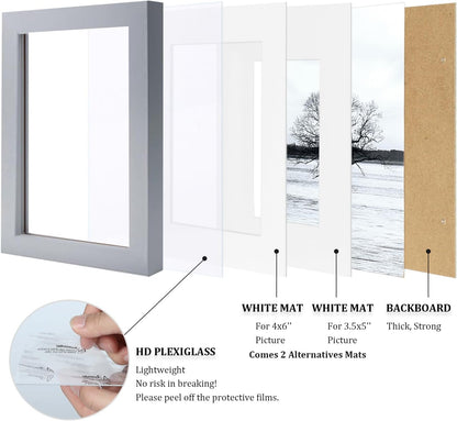 Egofine 12x16 Picture Frame Black, Covered by Plexiglass Made of Solid Wood, Display Pictures 9x12 and 11x14 with Mat or 12x16 Without Mat, for Wall Mounting Photo Frame - Colors A