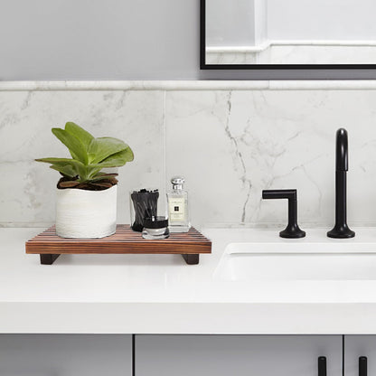 Renawe Farmhouse Bathroom Counter Tray Wood Display Pedesta Stand Kitchen Countertop Trays Decorative Wooden Riser Dish Soap Dispenser Holder for Bathroom Sink Accessories Kitchen Decor Vanity Tray