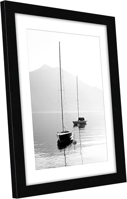 Americanflat 8x10 Picture Frame with Shatter-Resistant Glass - Use as 5x7 Frame with Mat or Display 8x10 Photo Without Mat - Signature Collection - Picture Frames for Tabletop and Wall Display - Black