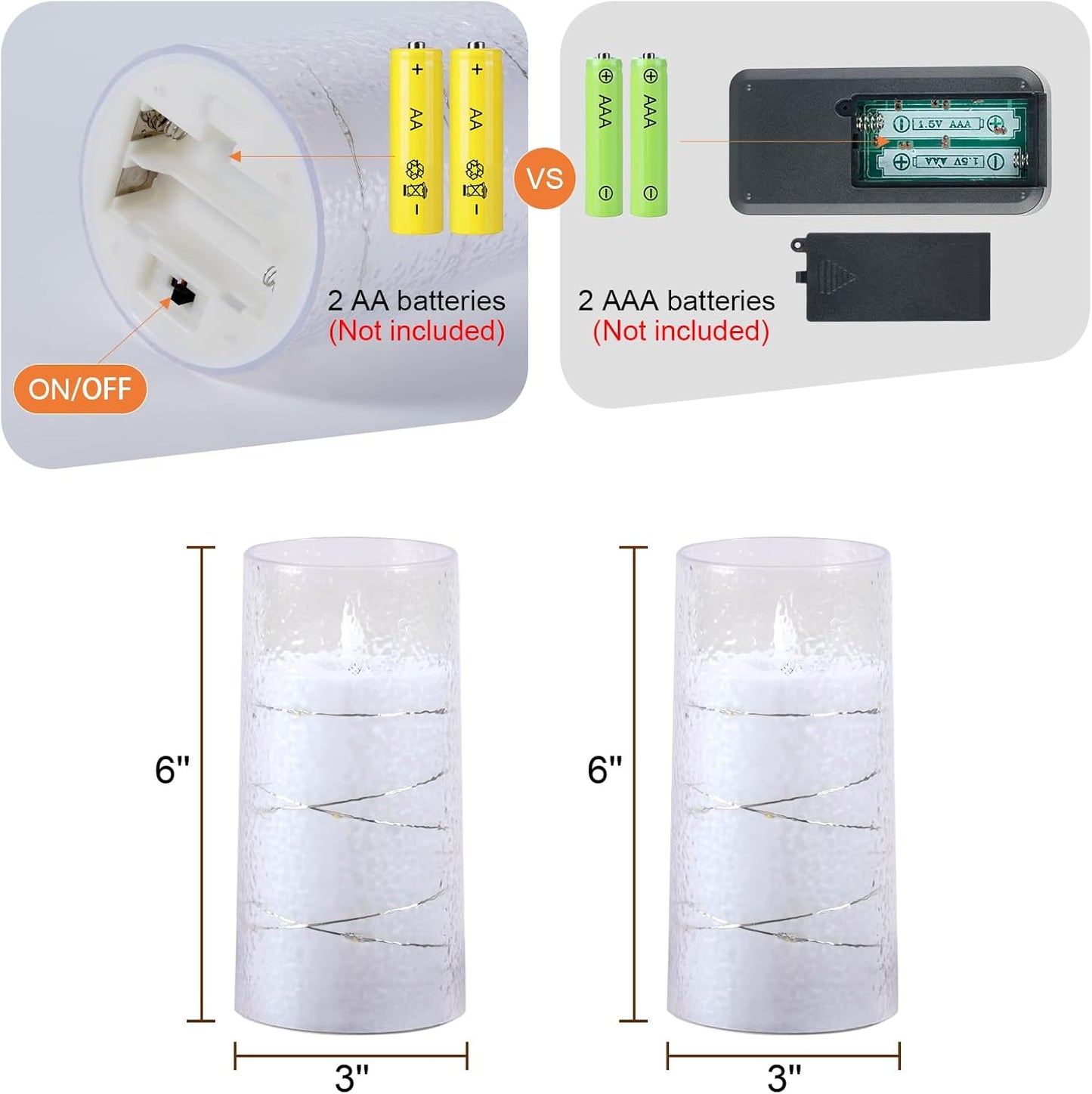 Homemory Flameless Candles with Embedded Star String Fairy Lights, Battery Operated Candles, LED Candle, Fake Candles with Remote Control and Timer for Halloween, Gray Acrylic, Set of 5(H4"5"6"8"8")
