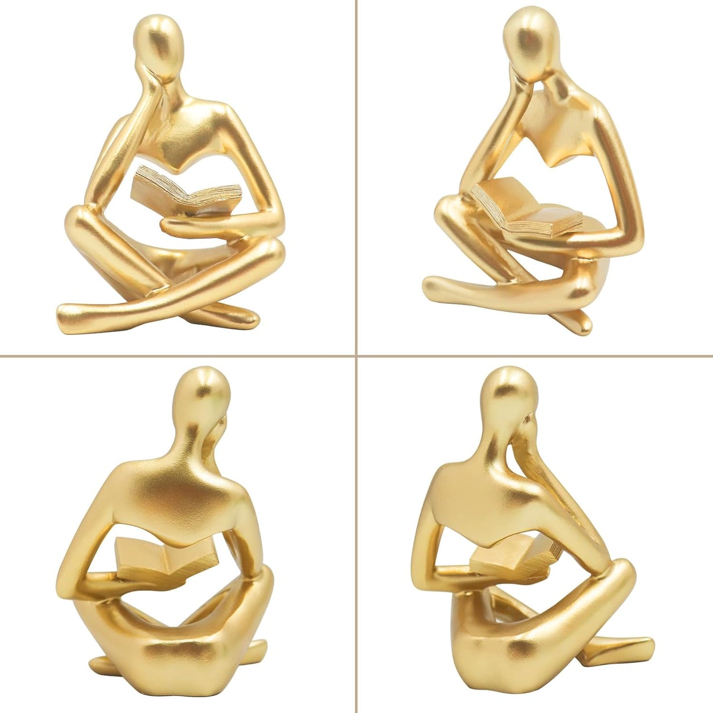 Jinkoozz Reading Women Statue, Thinker Sculptures, Abstract Art Ornament, Modern Aesthetic Figurine Decoration, Suitable for Home Living Room Bedroom Office Shelf Table Desk Bookshelf Decor