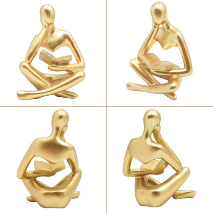 Jinkoozz Reading Women Statue, Thinker Sculptures, Abstract Art Ornament, Modern Aesthetic Figurine Decoration, Suitable for Home Living Room Bedroom Office Shelf Table Desk Bookshelf Decor