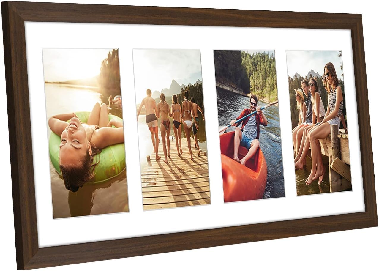 Americanflat 4x6 Collage Picture Frame with Shatter-Resistant Glass - Fits Five 4x6 Photos or Use as One 11x14 Picture Frame - Signature Collection - Collage Frames for Wall Display - Black