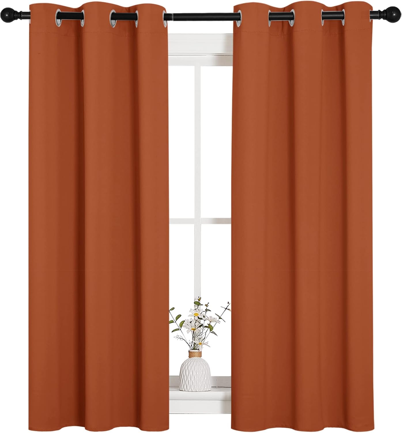 NICETOWN Halloween Pitch Black Solid Thermal Insulated Grommet Blackout Curtains/Drapes for Bedroom Window (2 Panels, 42 inches Wide by 63 inches Long, Black) - Colors B