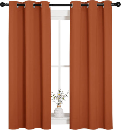 NICETOWN Halloween Pitch Black Solid Thermal Insulated Grommet Blackout Curtains/Drapes for Bedroom Window (2 Panels, 42 inches Wide by 63 inches Long, Black) - Colors B