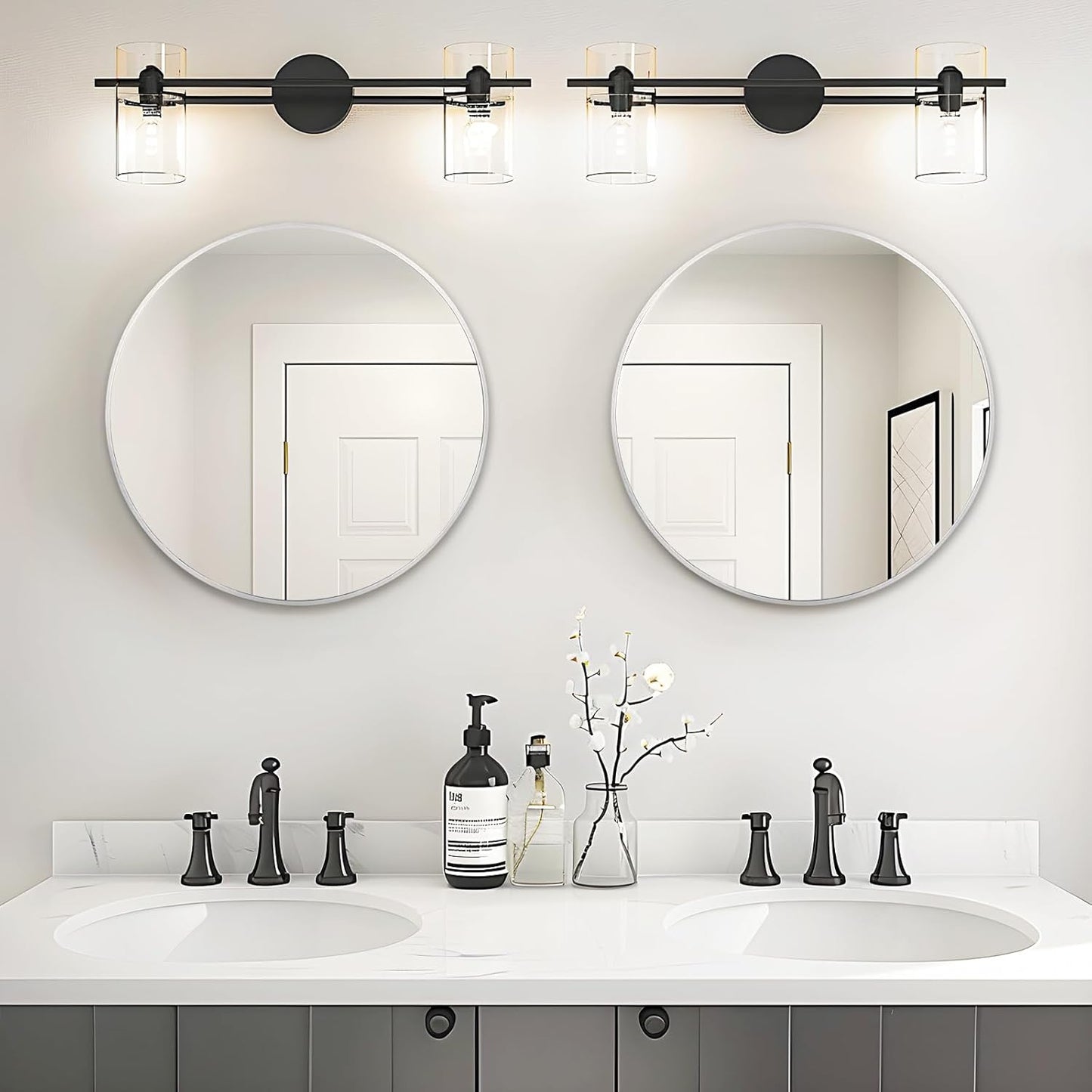 Fabuday Black Circle Mirror for Wall 20 inch - Round Mirrors for Bathroom, Entryway, Living Room, Hallway, Bedroom Decor, Small Matte Framed