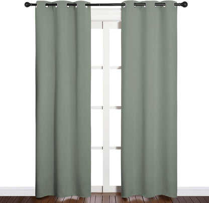 NICETOWN Halloween Pitch Black Solid Thermal Insulated Grommet Blackout Curtains/Drapes for Bedroom Window (2 Panels, 42 inches Wide by 63 inches Long, Black) - Colors B