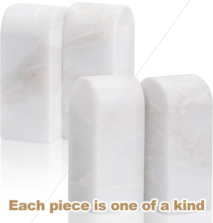 Koville African Natural Marble Bookends for Shelves, Non-Slip Book Ends, 13LBS Ultra Heavy Duty Marble Book Holder Organizer, Apartment Decor for Movies/CD/Video Games(Namib Fantasy)