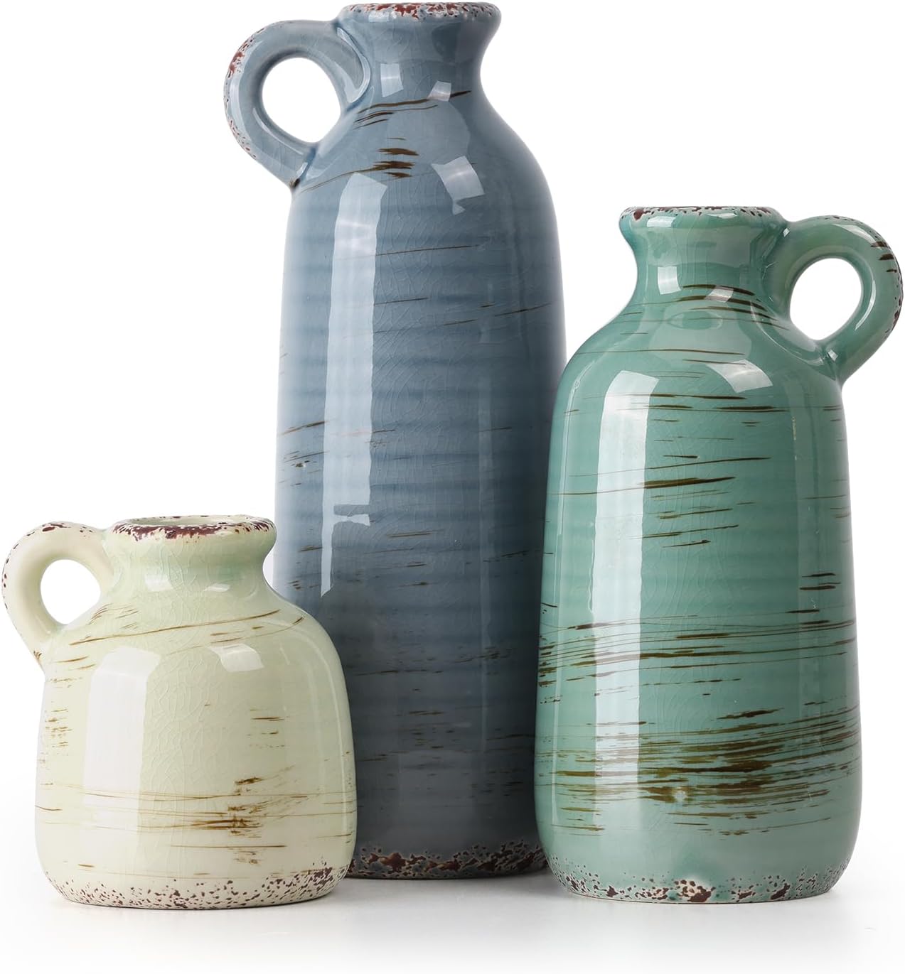 Modern Ceramic Vase Set of 5, Vases Home Decor Rustic Farmhouse Decorative Vase Pottery Vases for Bouquet Pampas Grass Dried Fresh Flowers, Table Living Room Kitchen Bedroom