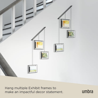Umbra Exhibit Picture Frame Gallery Set, Adjustable Wall Collage Displays Nine Photos (Four 5x7" and Five 8x10"), Set of 9, Black