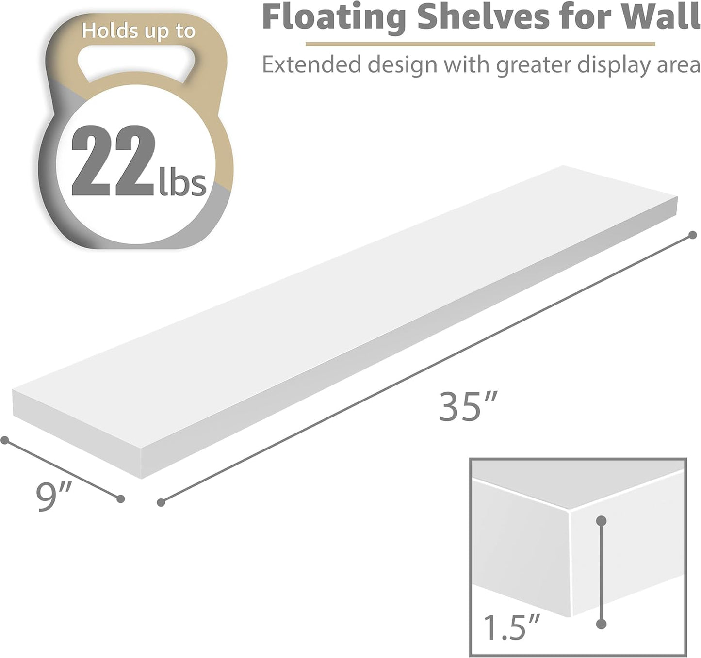 Sorbus Floating Shelves for Wall - 48 Inch Long Bathroom Shelves, Wall Decor for Bedroom, Kitchen, Living Room & Book Storage - Mounted Floating Shelf with Invisible Brackets (Maple Wood, 2 Pack)