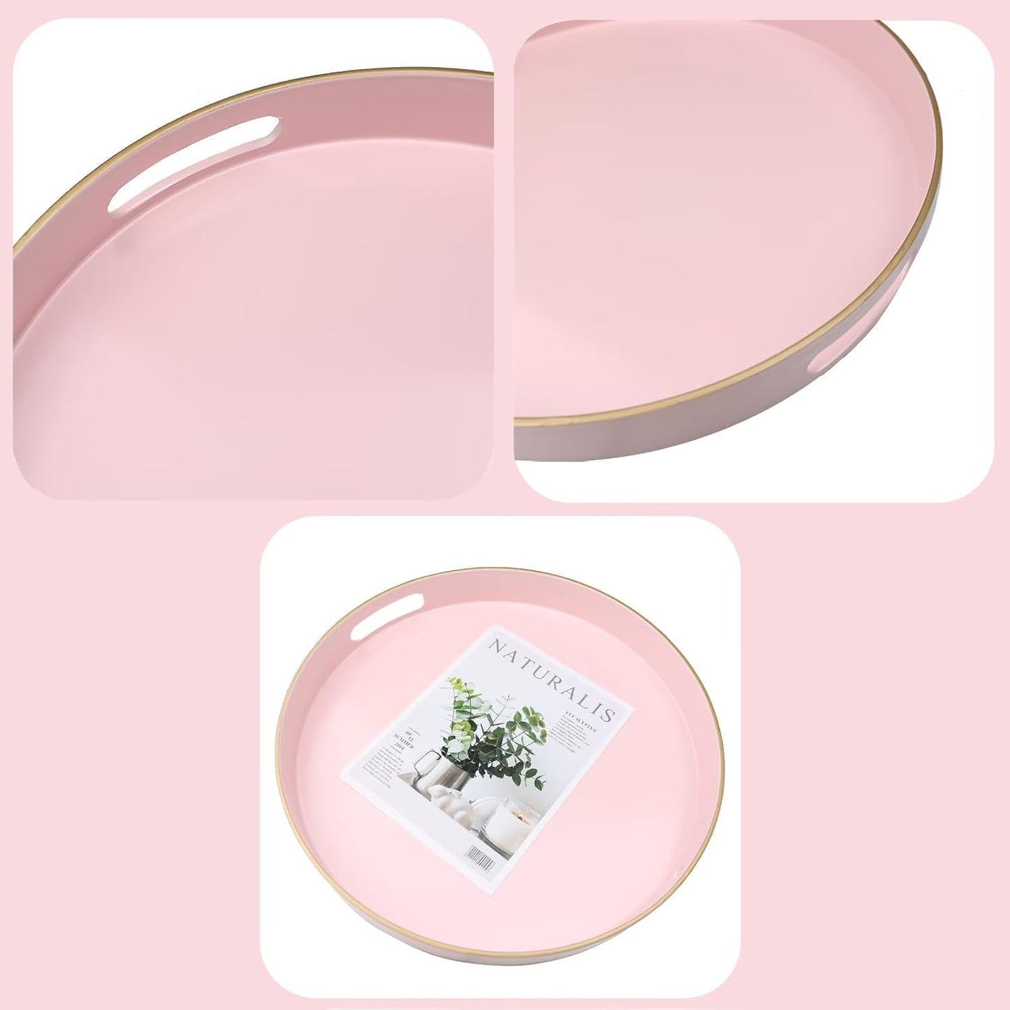 Green Decorative Tray with Handles, Versatile Serving Tray for Coffee Table, Ottoman, Ideal for Serving, Displaying, Organizing, 15.7"*10.2"*1.57"