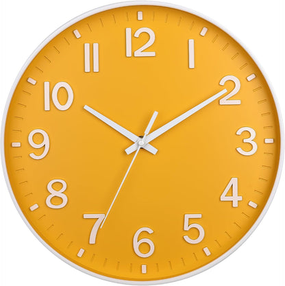 HZDHCLH Wall Clocks Battery Operated,12 inch Silent Non Ticking Modern Wall Clock for Living Room Bedroom Kitchen Office Classroom Decor (Olive Green and Gold)