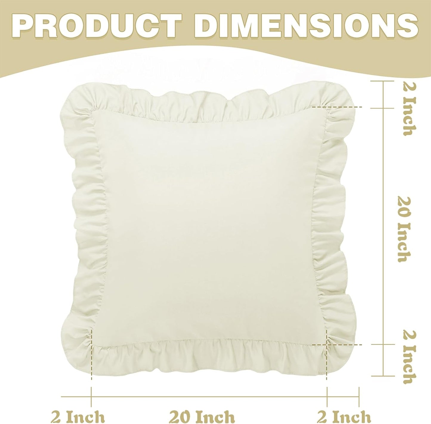 KKJIAF Ruffle Pillow Cases 26x26 Inches, White Square Ruffled Pillow Covers Set of 2, Microfiber Wrinkle Resistant Pillow Shams with Envelope Closure for Sofa Bed Living Room