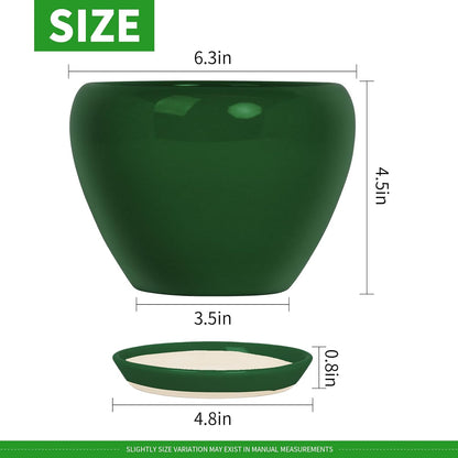 Deep Dream 6 Inch Plant Pots- Ceramic Planter Pot with Drainage Hole and Saucer, Round Flower Pot for Indoor Outdoor Succulent, Snake Plants and Cactus, Blue