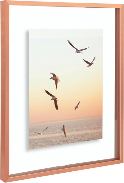Frametory, Floating Picture Frame 12x16 - Black Aluminum Metal Photo Frame - Real Glass of Front - for Wall Mount Display